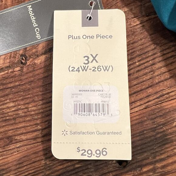 New One Piece Bathing Suit Size 3X Terra & Sky Teal Green Stripe Tummy Control - Picture 4 of 13